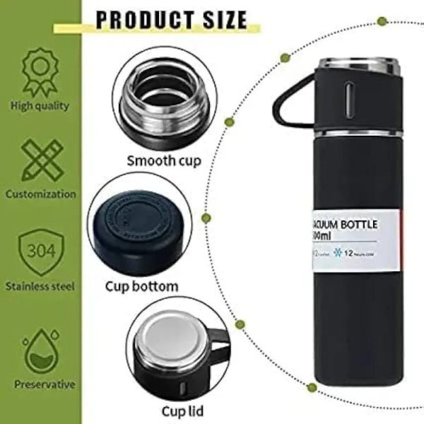 1-Cup Vacuum Insulated Water Bottle Gift Set – 500ml Stainless Steel Thermos Creative Box Packaging 304 Grade Steel