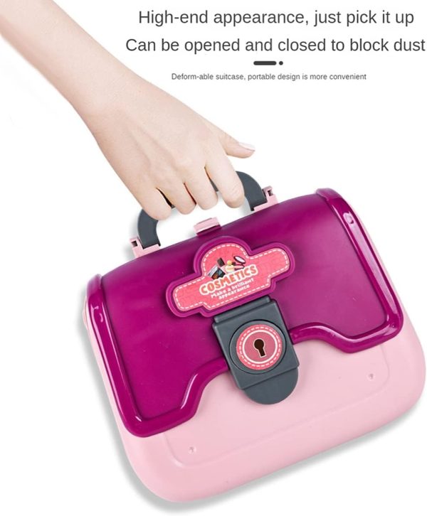 24 Pcs Girls Beauty Salon Toy Set – Pretend Makeup Kit with Hairdryer, Comb & Cosmetic Bag Educational Dress-Up Toys for Toddlers