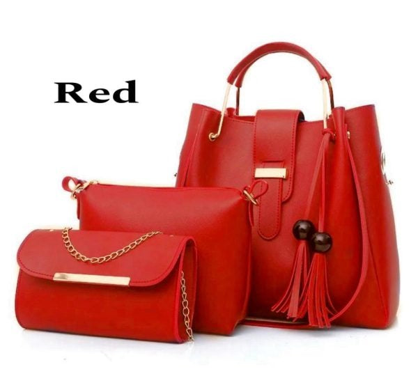 High Quality β¨ Synthetic Leather 3 Piece Handbag Set π with Hand Clutch & Mini Wallet π for Women