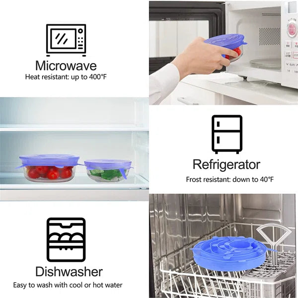 6pcs/set Universal Silicone Suction Lids – Spill Stopper Covers for Bowls, Pans & Food Storage