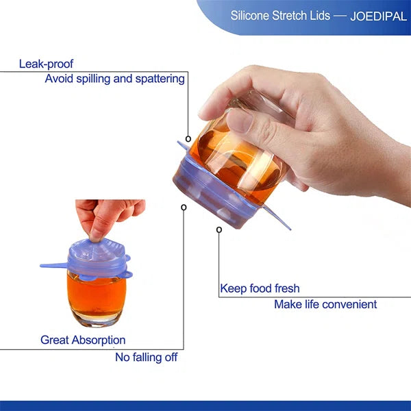 6pcs/set Universal Silicone Suction Lids – Spill Stopper Covers for Bowls, Pans & Food Storage