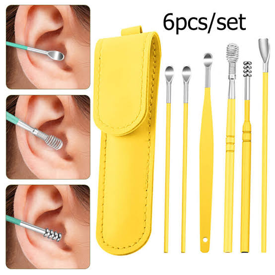 Stainless steel ear wax cleaning kit β 6-piece reusable ear pick set with storage case