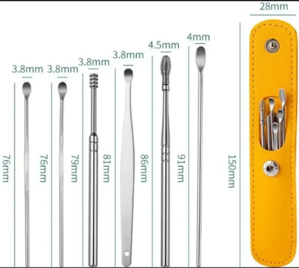 6-in-1 Stainless Steel Ear Wax Removal Kit β Reusable Ear Picks with Storage Case