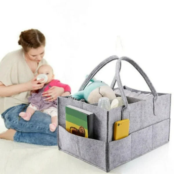 Foldable Baby Diaper Caddy Organizer – Portable Nursery Storage Basket with Waterproof Liner Essential for Changing Table, Car & Home