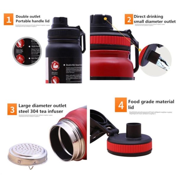 Summer Vacuum Water Bottle – 800ml Insulated Stainless Steel Keeps Drinks Hot & Cold Random Color