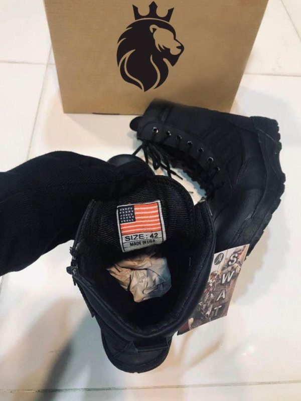 Men’s Long Army Boots – Black Swat Tactical Footwear for Rugged Terrain