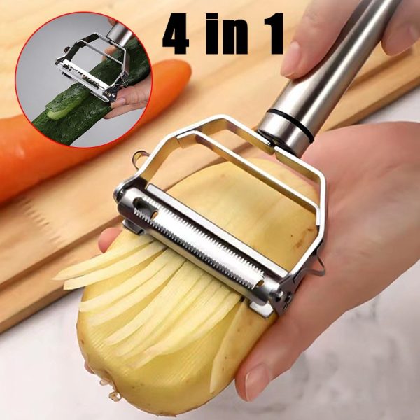 1 Set Stainless Steel Peeler & Slicer – Multi-function Vegetable & Fruit Grater Tool