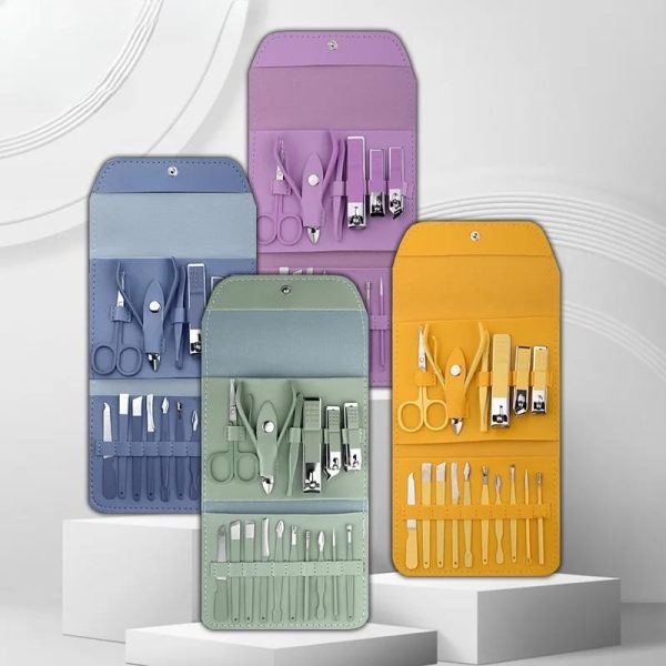 16-in-1 Stainless Steel Nail Kit – Manicure & Pedicure Set with Clippers, Scissors, Ear Spoon & Grooming Tools (Random Color)