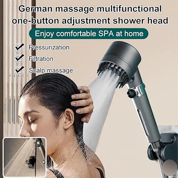 🛁 3 Modes High Pressure Shower Head 🚿 | Handheld & Massage Spray | With Built-in Filter 💧