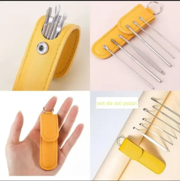 6-in-1 Stainless Steel Ear Wax Removal Kit – Reusable Ear Picks with Storage Case