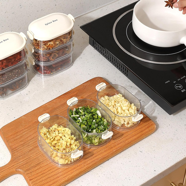 🧂 4-Layer Multi-Layered Spice Storage Box 🍱 | Seasoning Organizer for Kitchen, BBQ & Picnic 🌿🔥