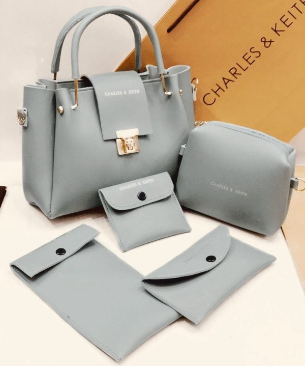 5 Pcs Shoulder Bag Set for Girls ✨ Charles & Keith Style Handbag 👜 with Clutch, Wallet & More 👛