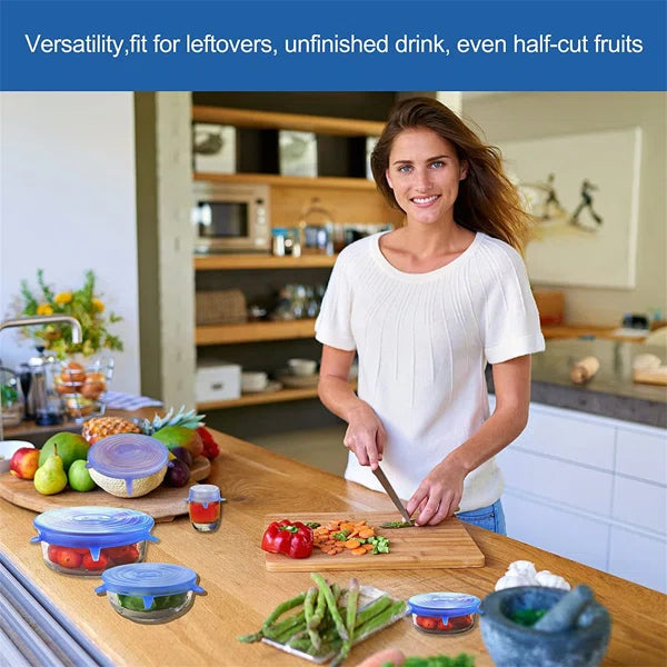 6pcs/set Universal Silicone Suction Lids – Spill Stopper Covers for Bowls, Pans & Food Storage