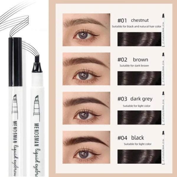 4 Tip Waterproof Eyebrow Pen | Waterproof Tattoo Tint Fine Sketch Liquid Eyebrow Pencil | Createsur Natal Makeup Effect