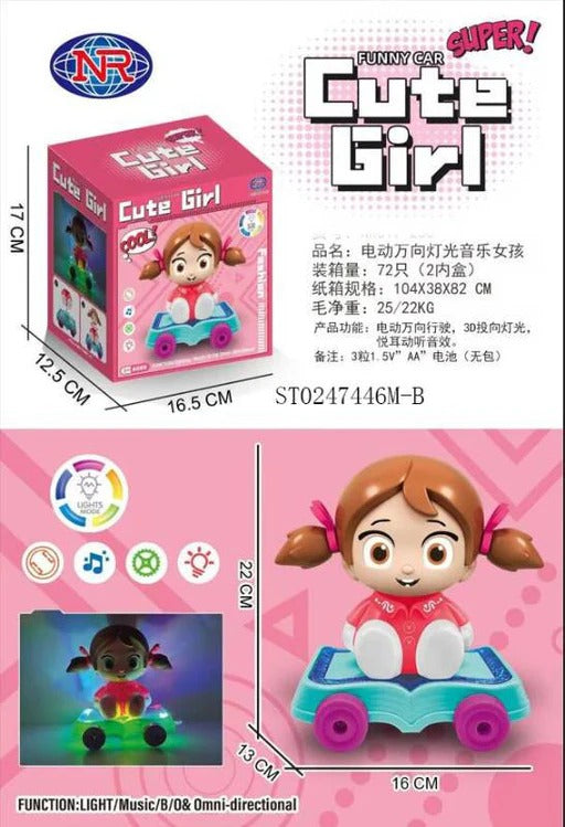 Funny Cute Girl Car Toy with Lights & Sound – Best Quality Ride-On Toy for Baby Girls