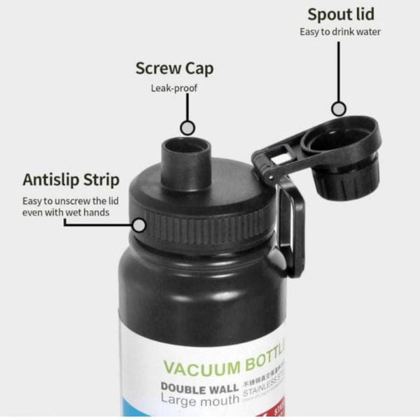 Summer Vacuum Water Bottle – 800ml Insulated Stainless Steel  Keeps Drinks Hot & Cold  Random Color