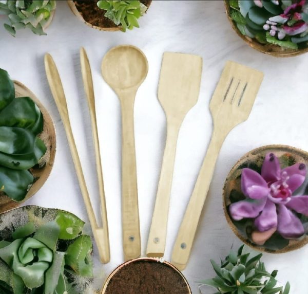 Wooden Spoon Set | Nonstick Teak Wood Kitchen Utensils For Cooking & Serving