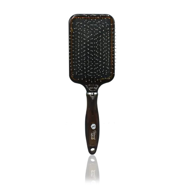 Paddle Hair Brush with Scalp Massager – Wooden-Style Handle, Nylon Pins & Cushion Pad for Wet & Dry Hair Detangling