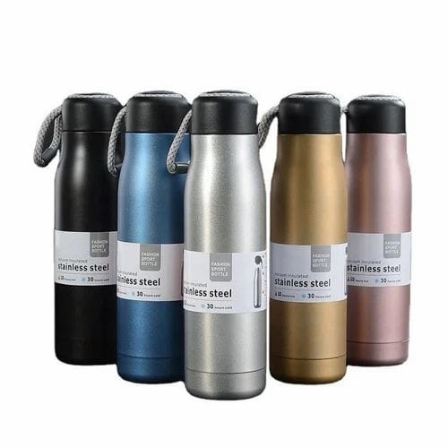 550ml Stainless Steel Vacuum Insulated Water Bottle – Cola Shape Thermos with Leak-Proof Rope Cap (Hot & Cold, Random Color)