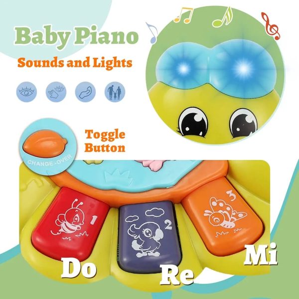 Toey Play Caterpillar Baby Toy – Musical Piano Keyboard with Lights, Songs & Animal Sounds  12+ Months Early Learning Gift for Boys & Girls