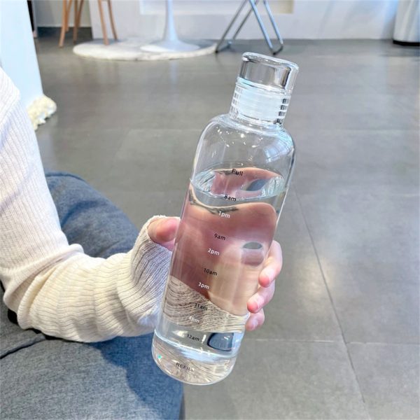 Transparent Sports Water Bottle – Lightweight, Leak-Proof, Time Scale, Portable Fitness Gym Bottle