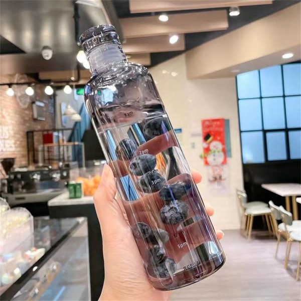 Transparent Sports Water Bottle – Lightweight, Leak-Proof, Time Scale, Portable Fitness Gym Bottle