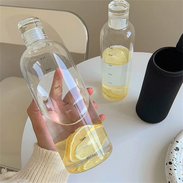 Transparent Sports Water Bottle – Lightweight, Leak-Proof, Time Scale, Portable Fitness Gym Bottle