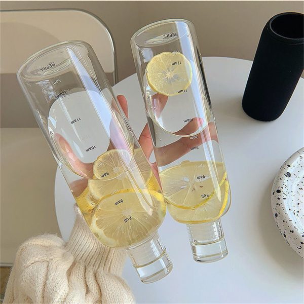Transparent Sports Water Bottle – Lightweight, Leak-Proof, Time Scale, Portable Fitness Gym Bottle