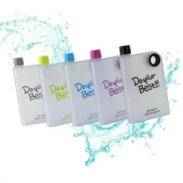 Ultra Slim Notebook Style Water Bottle – 450ml Leak-Proof Memo Bottle (1 Pc, Random Color)